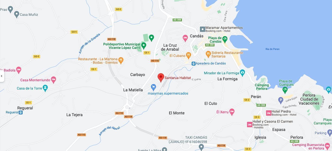 Mapa de la ubicación de Santarua Habitat en Candás, Asturias